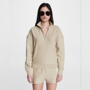 Rag & Bone City Quarter Zip Cotton Ecru Sweatshirt L